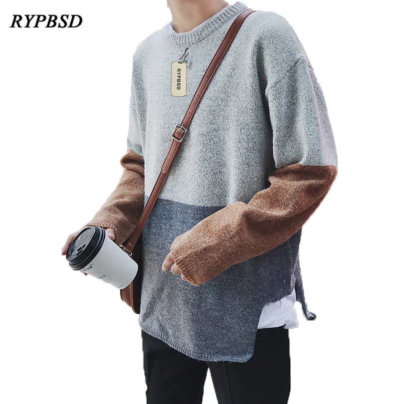 M XXL Sweater Men 2018 New Arrival Casual Pullover Men Autumn Round Neck Patchwork Good Quality