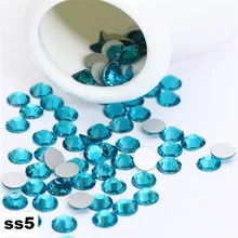 SS5 1.8mm Blue Zircon Nail Rhinestones,1440pcs/lot Flat Back Non Hotfix Glitter Nail Stones,DIY 3d Nail Phones Decorations