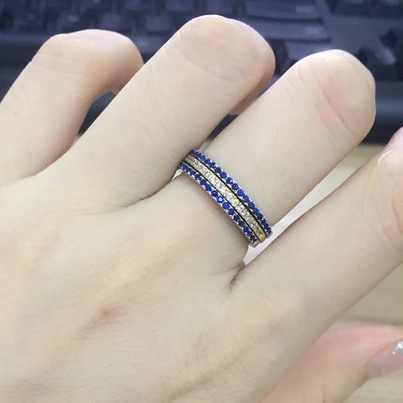 CWWZircons Brand Fashion 3 pcs Engegament Wedding Ring Set Mixed Color Round Red Green Blue Cubic Zirconia Rings For Women R016
