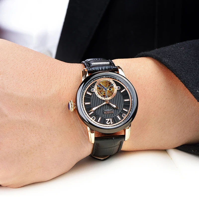 Top Brand NESUN Men Fashion Tourbillon Hollow Automatic Mechanical Wristwatches Waterproof Male Luxury Watches Relogio Masculino Top Brand NESUN Men Fashion Tourbillon Hollow Automatic Mechanical Wristwatches Waterproof Male Luxury Watches Relogio Masculino