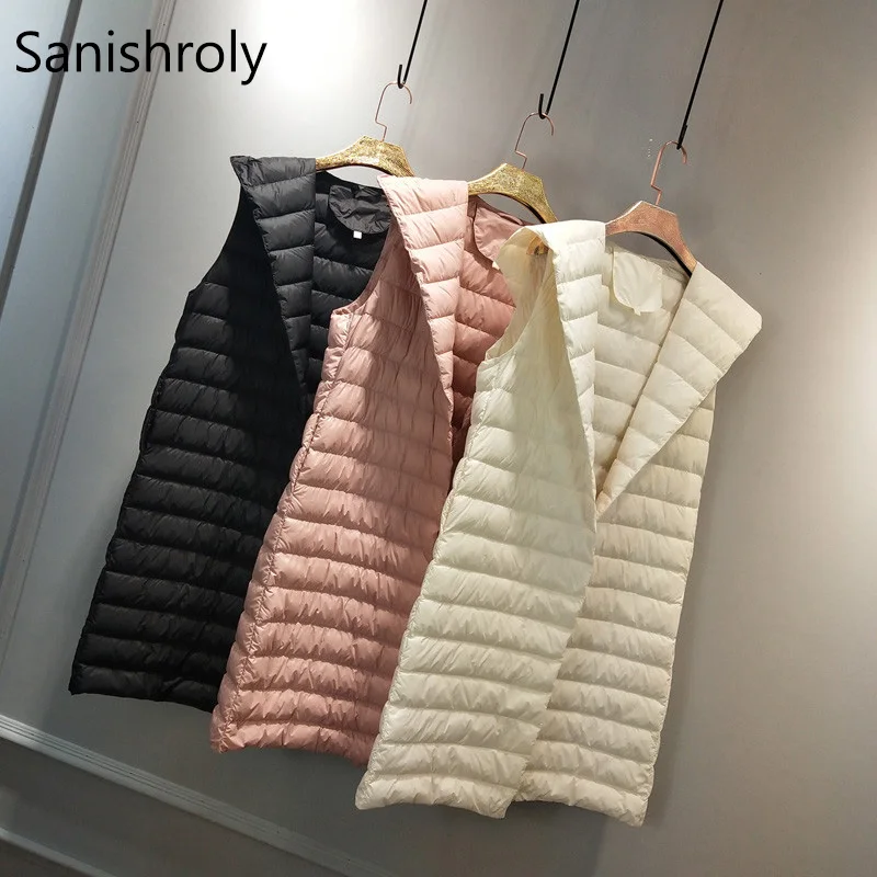 Sanishroly 2018 Winter Women Sleeveless Waistcoat Hooded Ultra Light Down Vest Female Midi Long Duck Down Coat Parka Tops SE306 Sanishroly 2018 Winter Women Sleeveless Waistcoat Hooded Ultra Light Down Vest Female Midi Long Duck Down Coat Parka Tops SE306