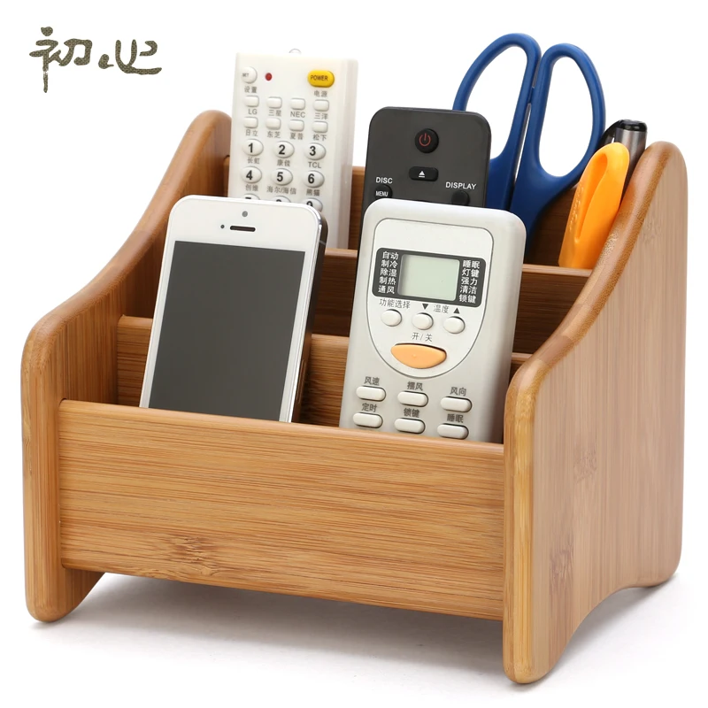 First heart wood remote control storage box creative finishing wooden