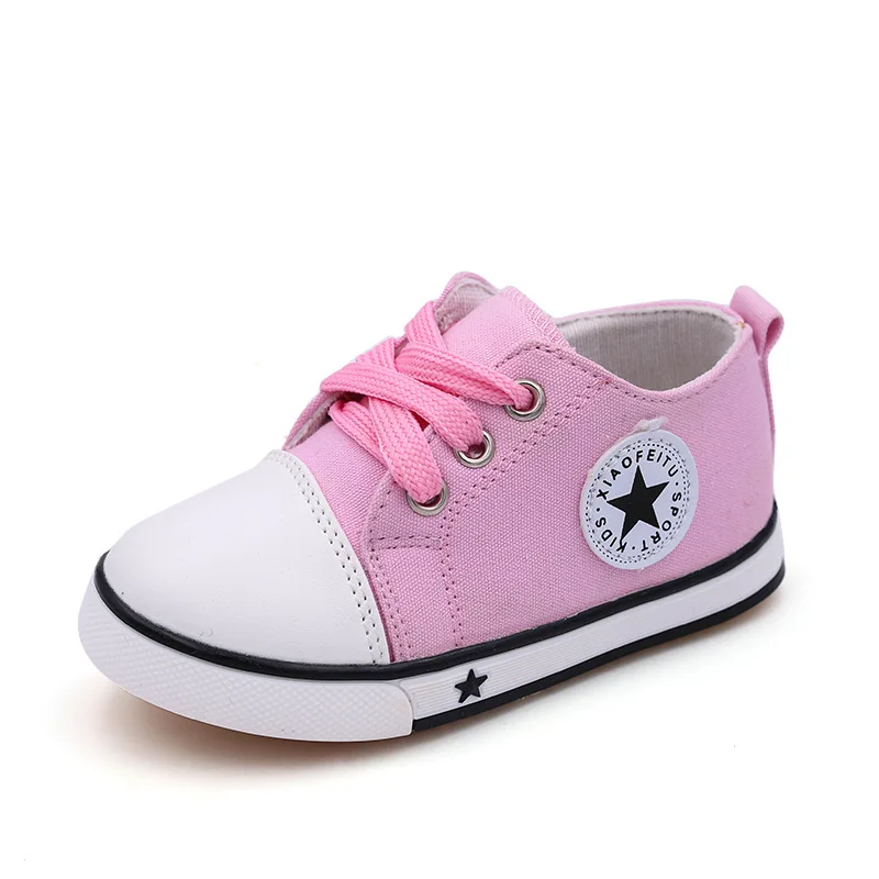 Г. Новая весенне-Осенняя детская обувь детские повседневные кроссовки парусиновая обувь для маленьких мальчиков и девочек спортивная беговая Обувь со звездой 21-25 - Цвет: Розовый