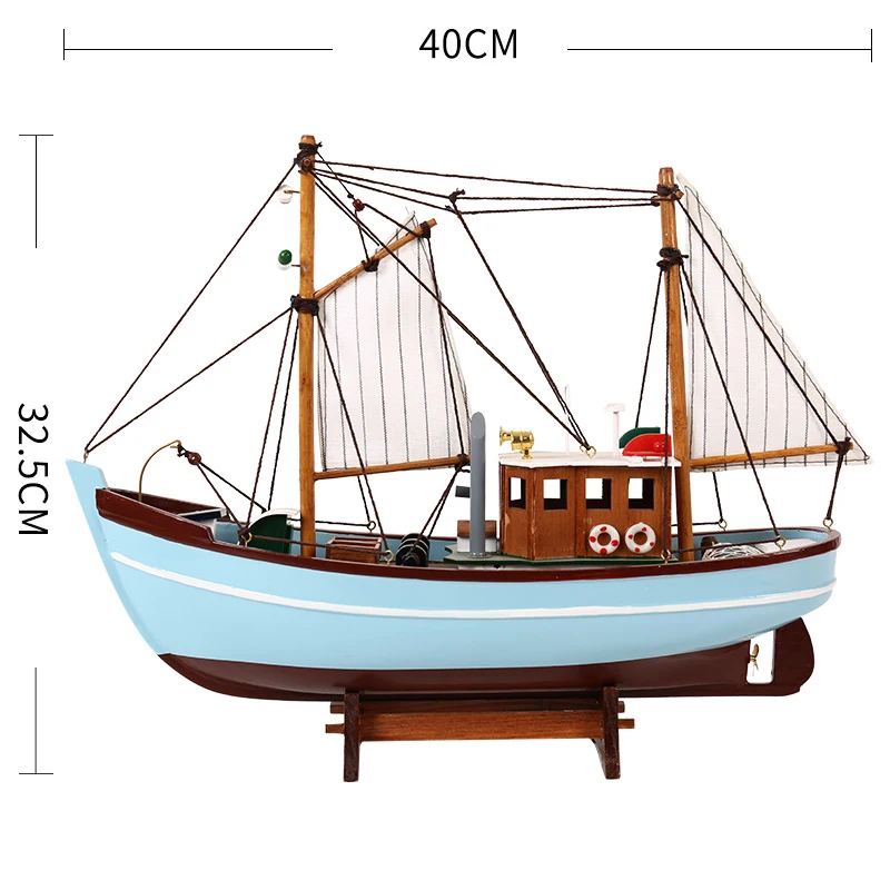 Имитационная модель лодки для рыбалки, украшение в средиземноморском стиле из цельного дерева, модель лодки для плавания, европейские аксессуары