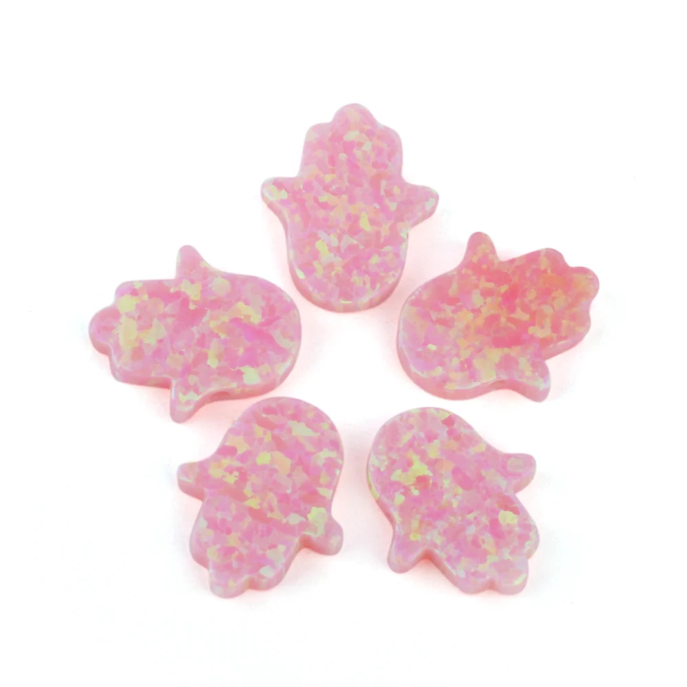 

Free Shipping 11x13mm Hamsa Hand Opal High Quality OP08 Light Pink Synthetic Fatima Hand Opal Stone For Jewelry