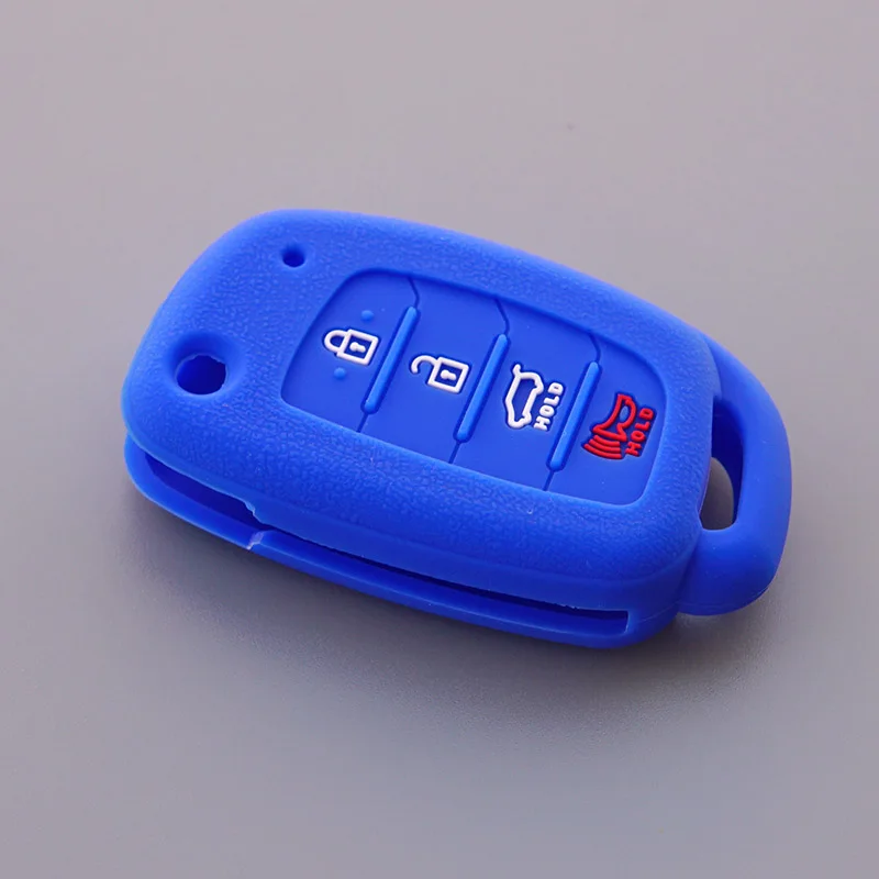 Силиконовые брелока В виде ракушки чехол защитить кожу для Hyundai Mistra Santa Fe соната Tucson акцент HB20 i30 i40 i45 4 кнопку рукав - Название цвета: Синий
