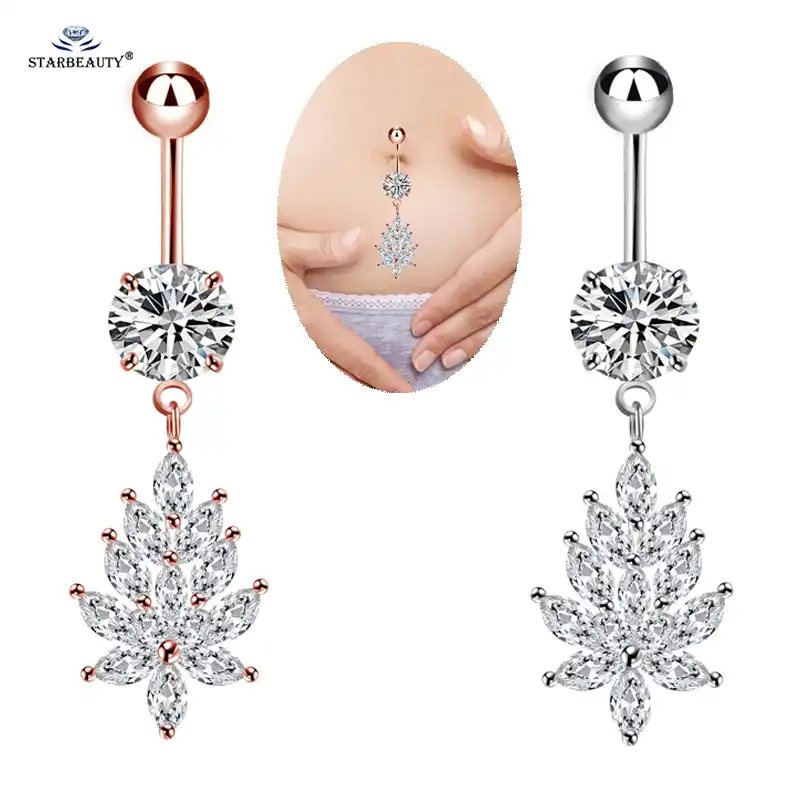 1pc Luxury White Bijoux Belly Piercing Nombril Rose Gold Dangle Belly Rings Navel Piercing Ombligo Belly Dance Earring Jewelry Aliexpress