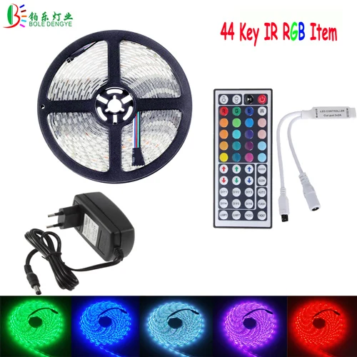 BOLE DENGYE 2 м 3 м Светодиодная лента RGB водонепроницаемый светильник 5 м 10 м 5050 RGB белая Диодная лента Bluetooth светодиодный ИК пульт дистанционного управления 12 В адаптер - Испускаемый цвет: 44 Key IR RGB Item