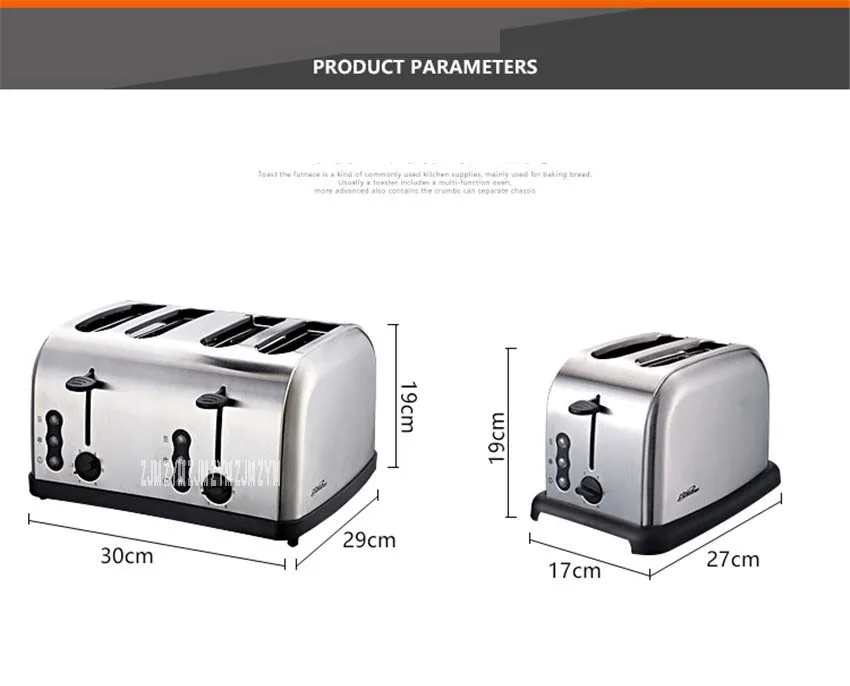 623 Высокое качество бытовой многофункциональный из нержавеющей стали 2 ломтика/4 ломтика тостер автоматический Тостер машина для завтрака серебро
