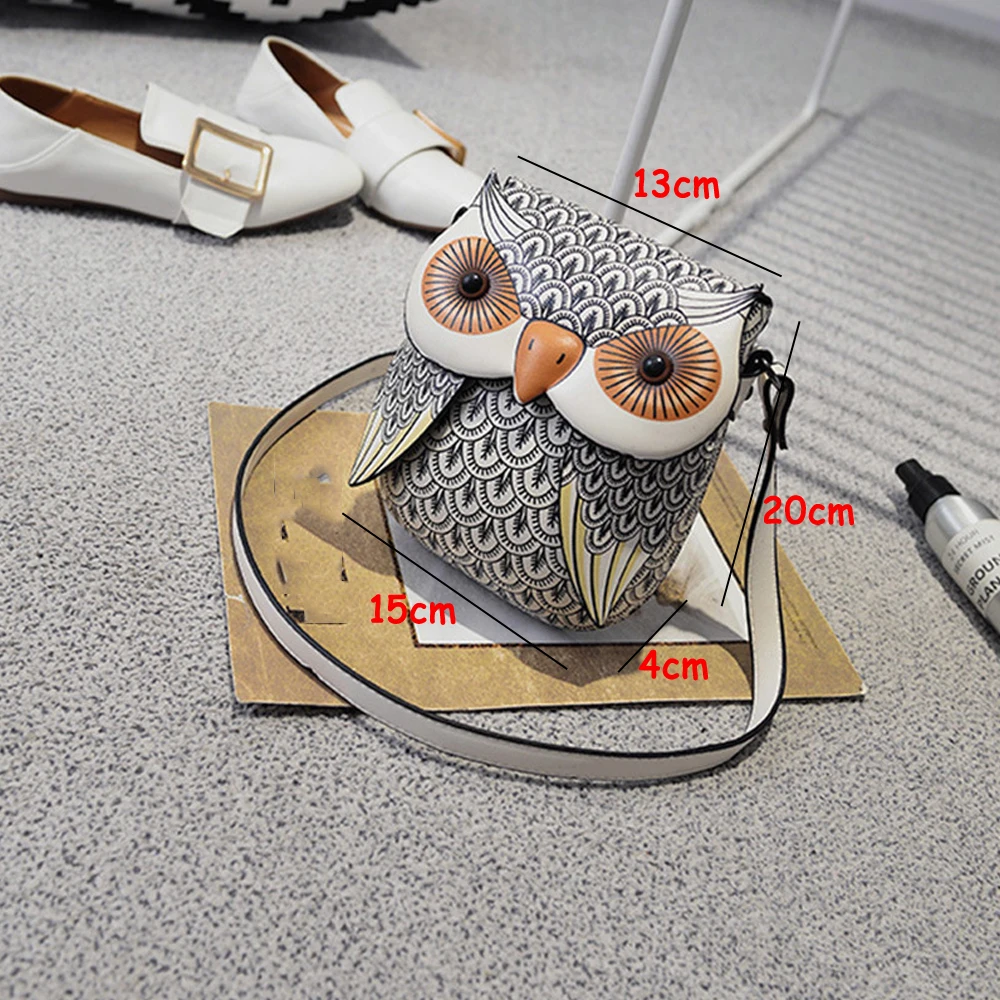 

Mini Women Shoulder Messenger Bag cartoon leather bags Owl Packet Creative Pu Purse Girls Handbag animal Cute Crossbody bags QF