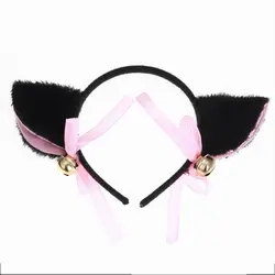 Новая мода ободок с ушками Хэллоуин для вечеринки, клуба Бар носить Cat лисий мех ухо Для женщин зажим для волос колокол Заколки для волос
