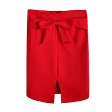 Zuolunouba/ модная женская красная юбка с бантом в Корейском стиле, сексуальная открытая сумка, юбка в стиле хип, Офисная Женская Профессиональная юбка