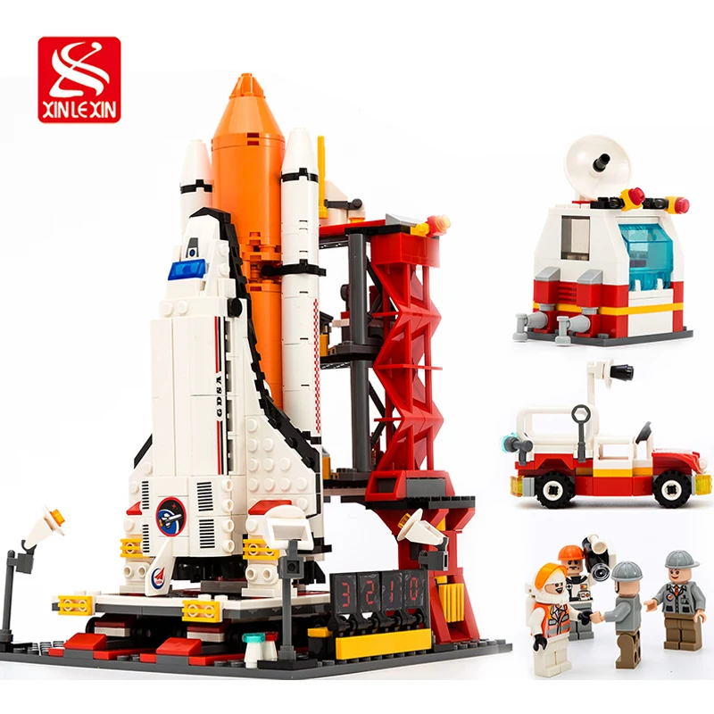 

xinlexin City Spaceport Space Shuttle Blocks 679pcs Assembly Bricks Building Block Brinquedos Sets Educational Toys For Child