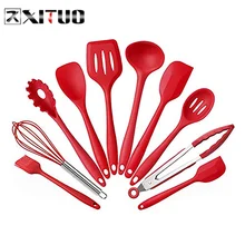 XITUO силиконовые 10 шт. набор кухонная посуда Многоцелевой нержавеющей стали Ручка токарные плоскогубцы скребок ложка для супа инструменты для приготовления пищи