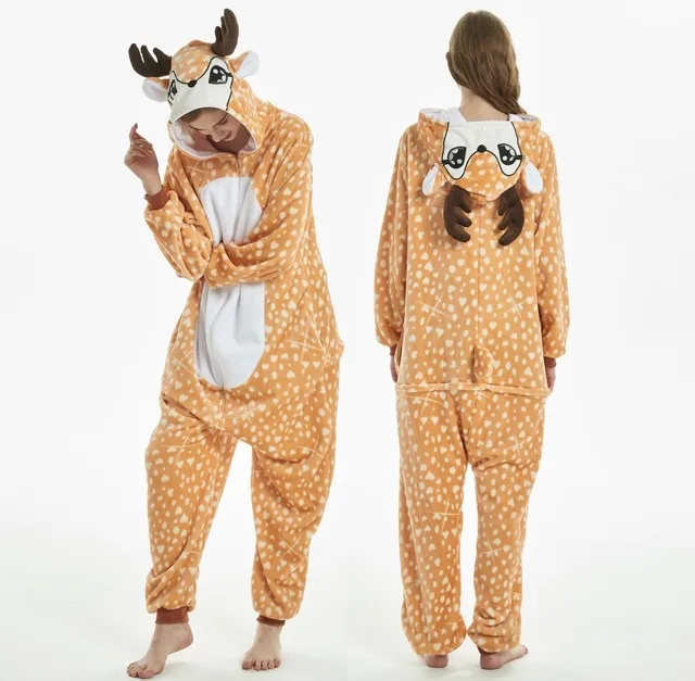 Женская пижама с единорогом; зимняя Пижама с изображением животных для женщин и взрослых; одежда для сна; милая Пижама для костюмированной вечеринки