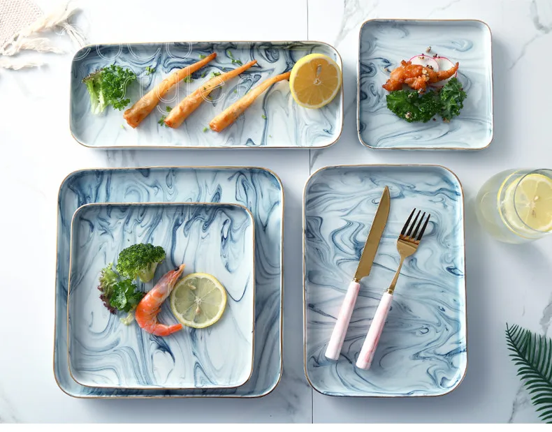 

Cocostyles InsFashion very wonderful marble pattern ceramic food tary for elegant nordic style table and kitchen use