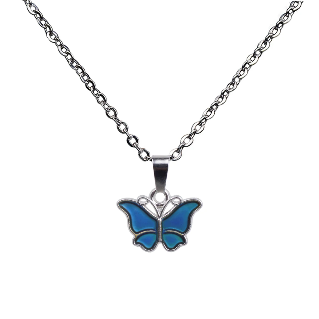 Cute Mini Butterfly Pendant Color Change Emotion Mood Pendant Necklace