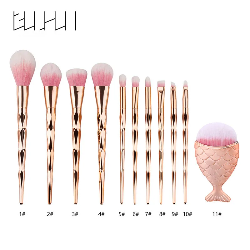  New 1pc Women Diamond Fish Makeup Brush Set Foundation Power Eyeshadow Contour Cosmetic Tool brocha