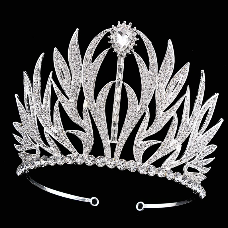 

4.2'' High Large Wedding Bridal Tiara Crown Clear Rhinestone Crystal Queen Pageant Prom Hairband Top Grade Bride Crown Headdress