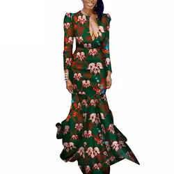 Новое Осеннее женское длинное платье Базен Риш Африканский Воск Принт в пол платье традиционная африканская одежда
