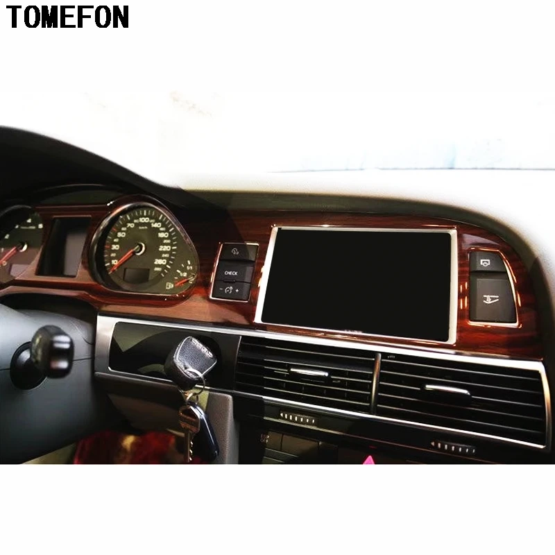TOMEFON для Audi A6L A6 L 2005-2011 LHD ABS пластик углеродное волокно деревянная краска Передняя внутренняя панель вентиляционное отверстие gps Центральная отделка