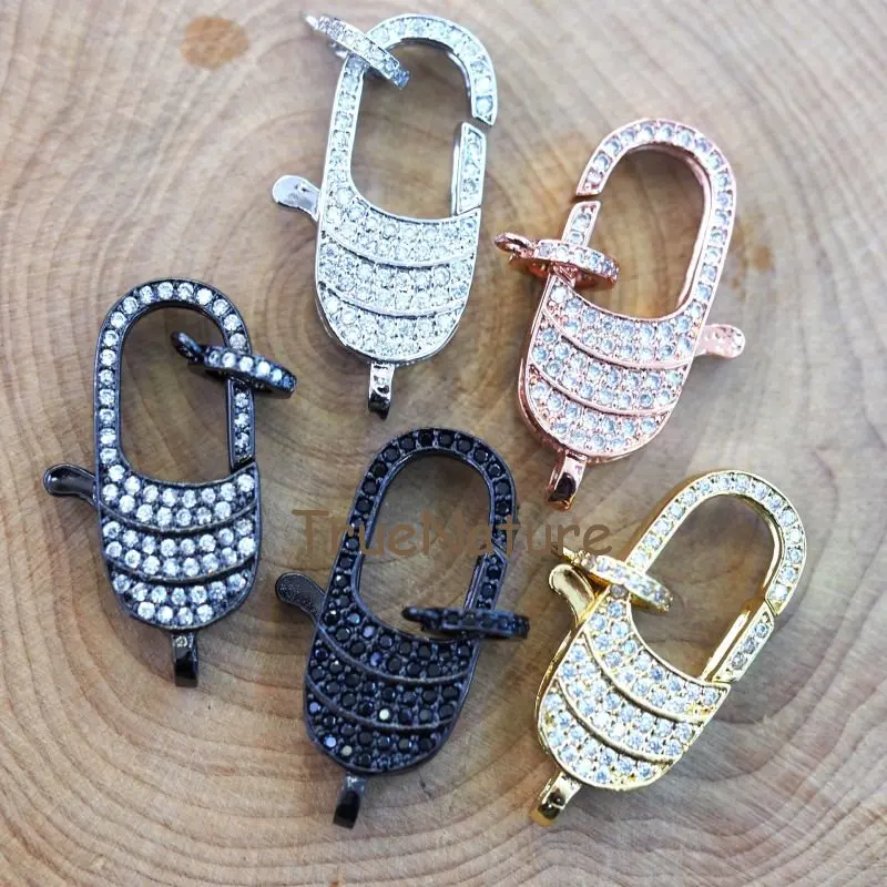 Micro Pave Clasp, Clear CZ Lobster Claw Clasps, 5 Colors, Jumping Rings