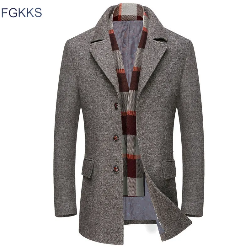FGKKS Men Winter Wool Coat Men's Casual Warm Thick Solid Color Simple Wool Blends Woolen Pea Coat Male Trench Coat Overcoat FGKKS Men Winter Wool Coat Men's Casual Warm Thick Solid Color Simple Wool Blends Woolen Pea Coat Male Trench Coat Overcoat