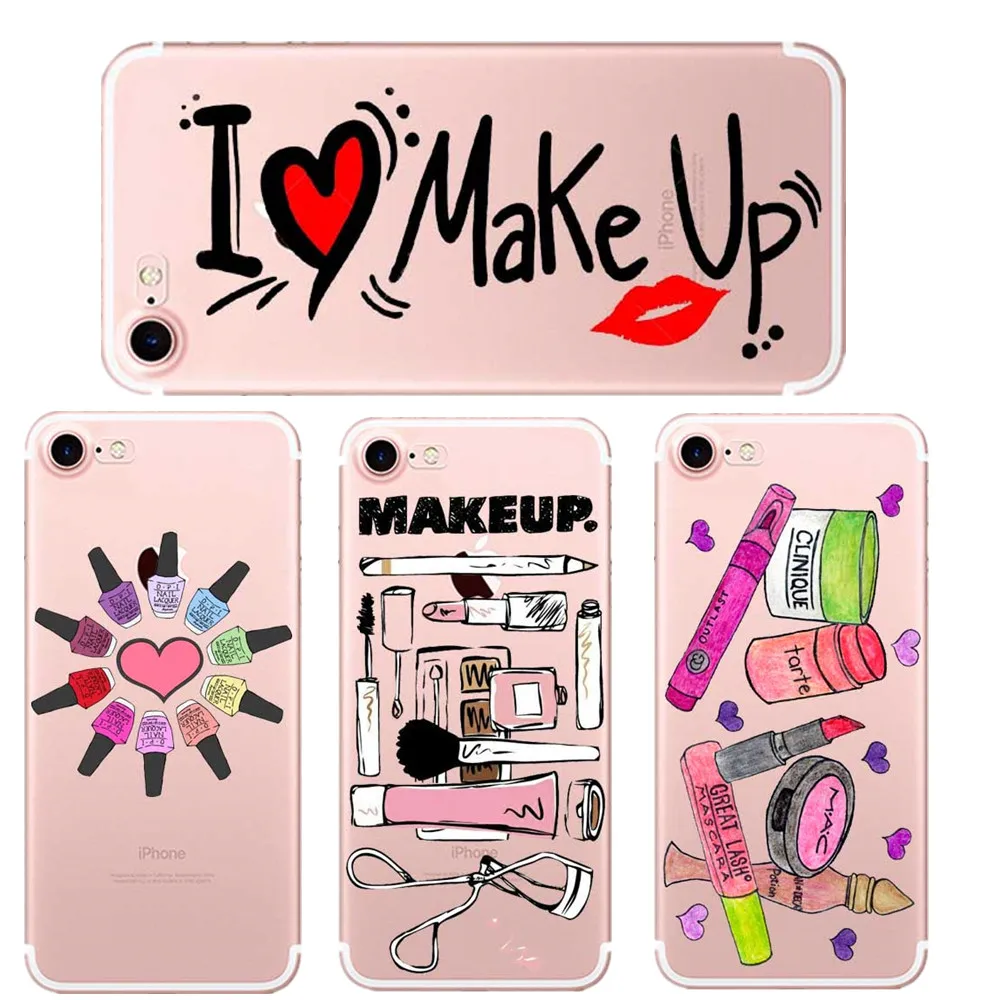 Модный косметический Мягкий силиконовый чехол для iPhone 7 XR XS Max 6 S Plus SE 5 5S 8 X|case for