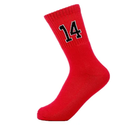 5 пар, красные велосипедные носки с цифрами, износостойкие Дышащие носки для футбола, баскетбола, бега, бега, пешего туризма, спортивные носки, хлопковые носки - Цвет: 14