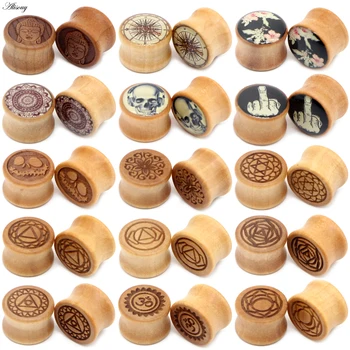 Alisouy 패션 천연 목재 이어 플러그, 살 터널 게이지, 8-20mm 귀 이주 확장기 스트레처, 바디 피어싱 쥬얼리, 2 개