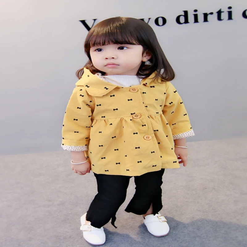 Baby girl Trench Coat In spring and autumn Small bowknot Pure color Outerwear for most fashionable Kids Children (8)