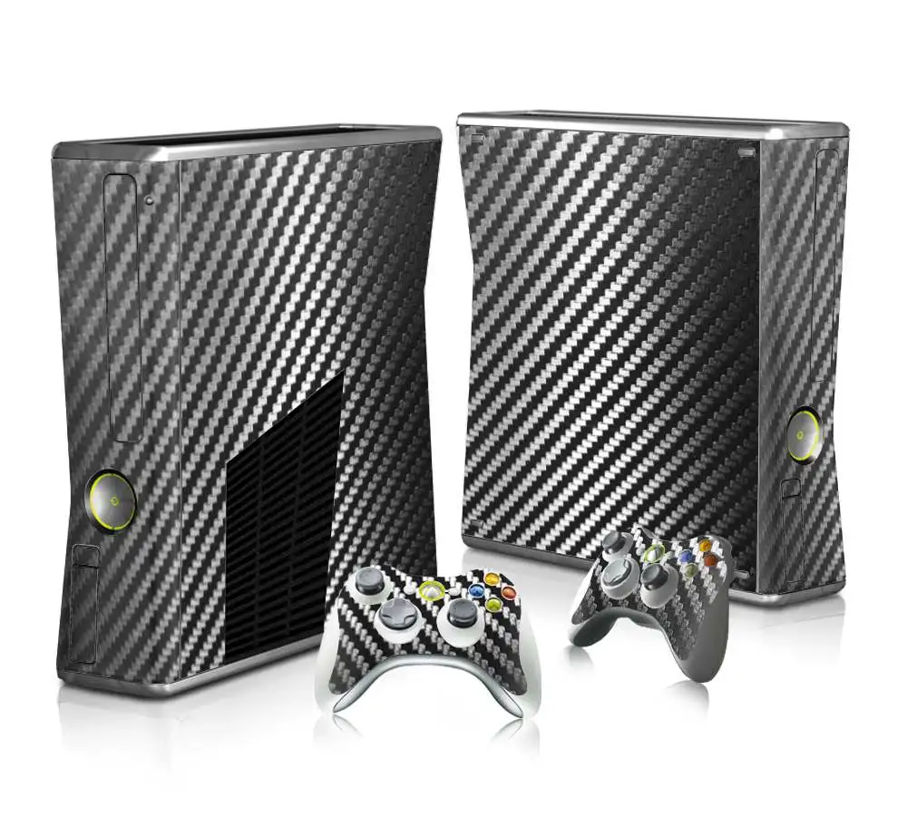 

Protective Carbon Fiber Decal Skin Stickers For Xbox 360 slim Console+ 2 Controllers