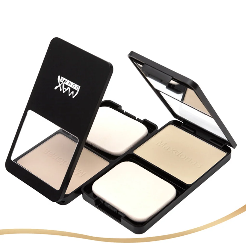 

2 Colors Women Brighten Face Pressed Powder Makeup Concealer Whitening Powder With Puff