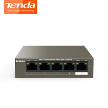 Tenda TEG1105P-4-63W сетевой коммутатор POE коммутатор Gigabit ethernet 5*10/100/1000 Мбит/с RJ45 Порты и разъёмы POE 10 Гбит/с коммутации Ёмкость Plug& Play