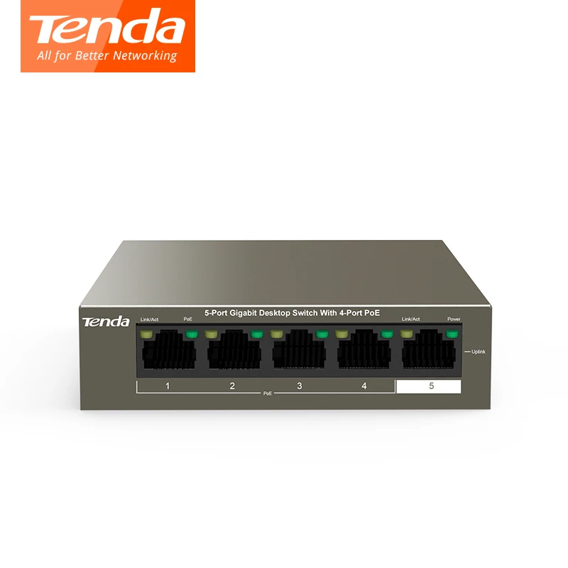 Сетевой коммутатор Tenda ethernet 5*10/100/1000 Мбит/с порт RJ45 10 Гбит/с|Сетевые коммутаторы| |