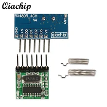 QIACHIP 433 Mhz Wireless Remote Control Receiver and Transmitter Code 1527 4 CH RF Module With Antenna For Arduino Uno DIY Kit