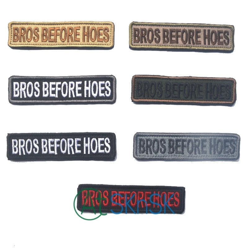 

Wholesale 140pcs/lot Funny Letter Bros Before Hoes Army Name Elbow Patch for Sweater
