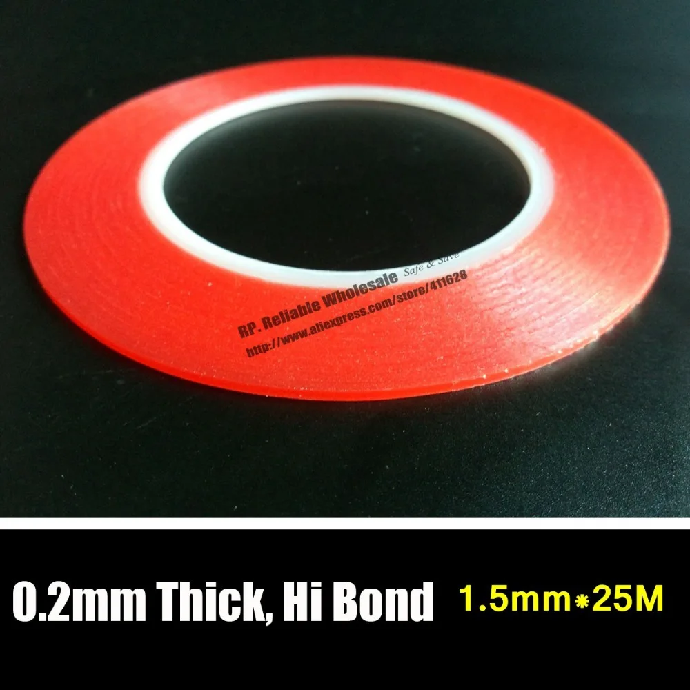 

Strong 1.5mm wide, (0.2mm Thick) Transparent Acrylic Double Sided Adhesive Tape for CellPhone Tablet Screen Glass Battery Bezel