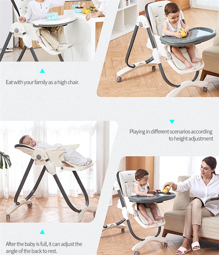 Детское кресло с колесами для новорожденных, переносное детское сиденье, регулируемое складное детское обеденное кресло, стульчик для
