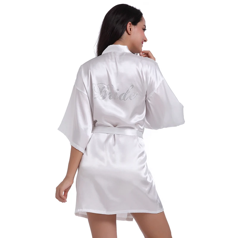 

"Bride" Robe on the Back Wedding Bride Robe Silk Satin Kimono Robe Fashion Night Robe Short Dressing Gown For Women