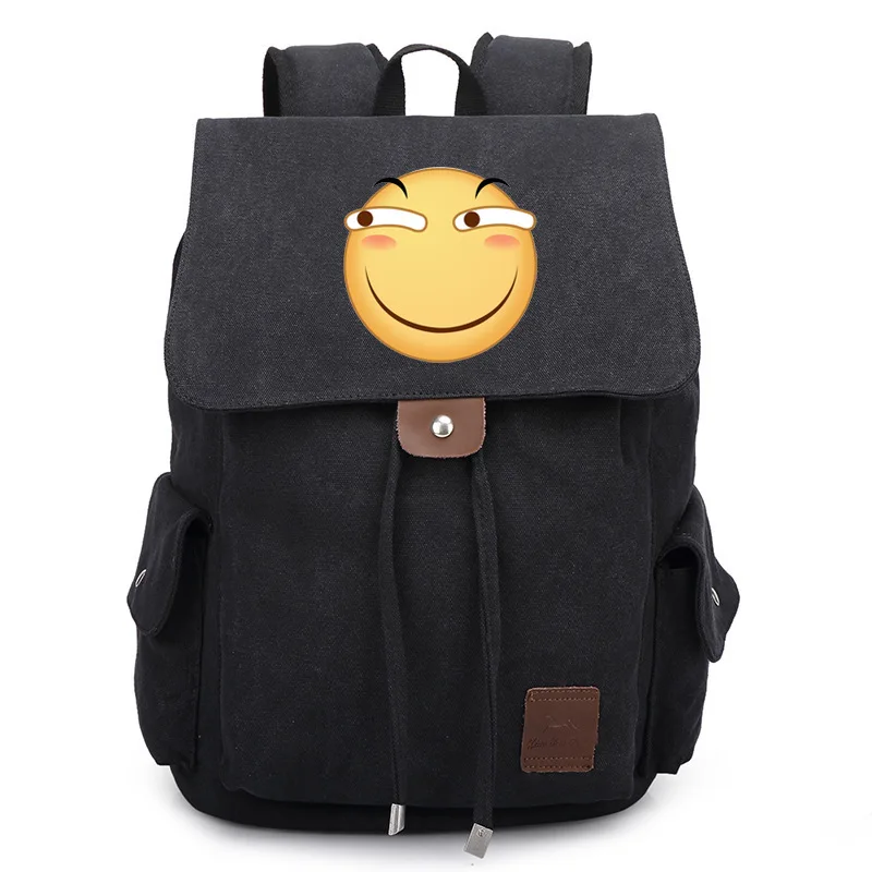 

Funny canvas cute shoulder bag funny expression bag trend men and women leisure package bundle backpack