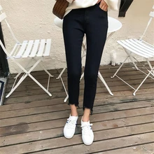 DoreenBow New Women Skinny Mid Waist Jeans Woman Denim Pencil Pants High Elastic White Black Ladies Girls Jeans Trousers, 1 PC