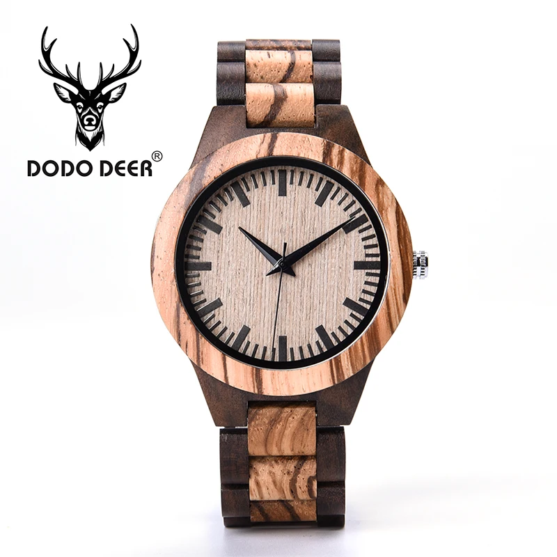 Додо олень стильный Зебра дерево часы мужские с японским механизмом Винтаж деревянный браслет часы для мужчин частный логотип часы bA08-5