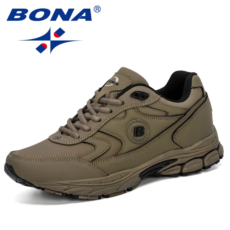 BONA, стиль, мужские кроссовки, дышащие, zapatillas hombre Deportiva, высокое качество, мужская обувь, трендовые кроссовки - Цвет: Medium grey black