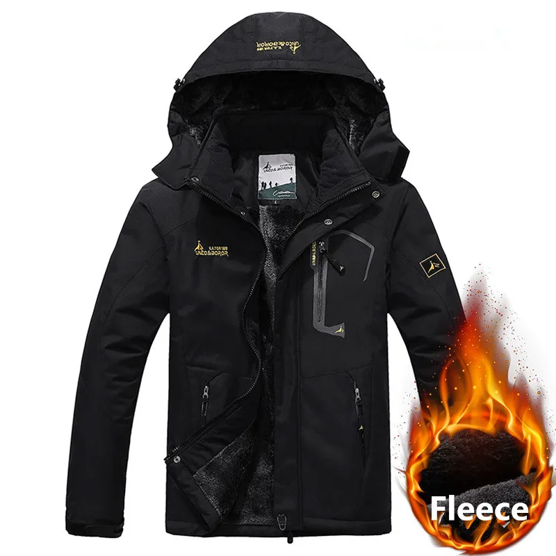 Зимняя мужская куртка, верхняя одежда из плотного бархата, водонепроницаемая ветрозащитная теплая куртка размера плюс 6XL, Мужская Флисовая Куртка с капюшоном