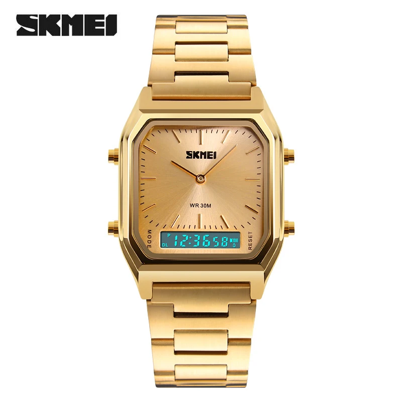 En Ligne SKMEI De Luxe Montre En Or Hommes Mode Casual Numérique Étanche Bracelet À Quartz montres relogio masculino Homme Horloge Montres de Sport