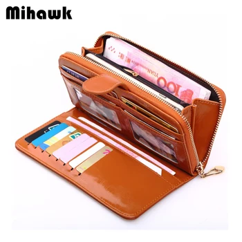 

Mihawk New Women Big Capacity Wallets Female Split PU Leather Purses Long Clutch Lady Zipper Hasp Purse Money Bag ID Card Holder