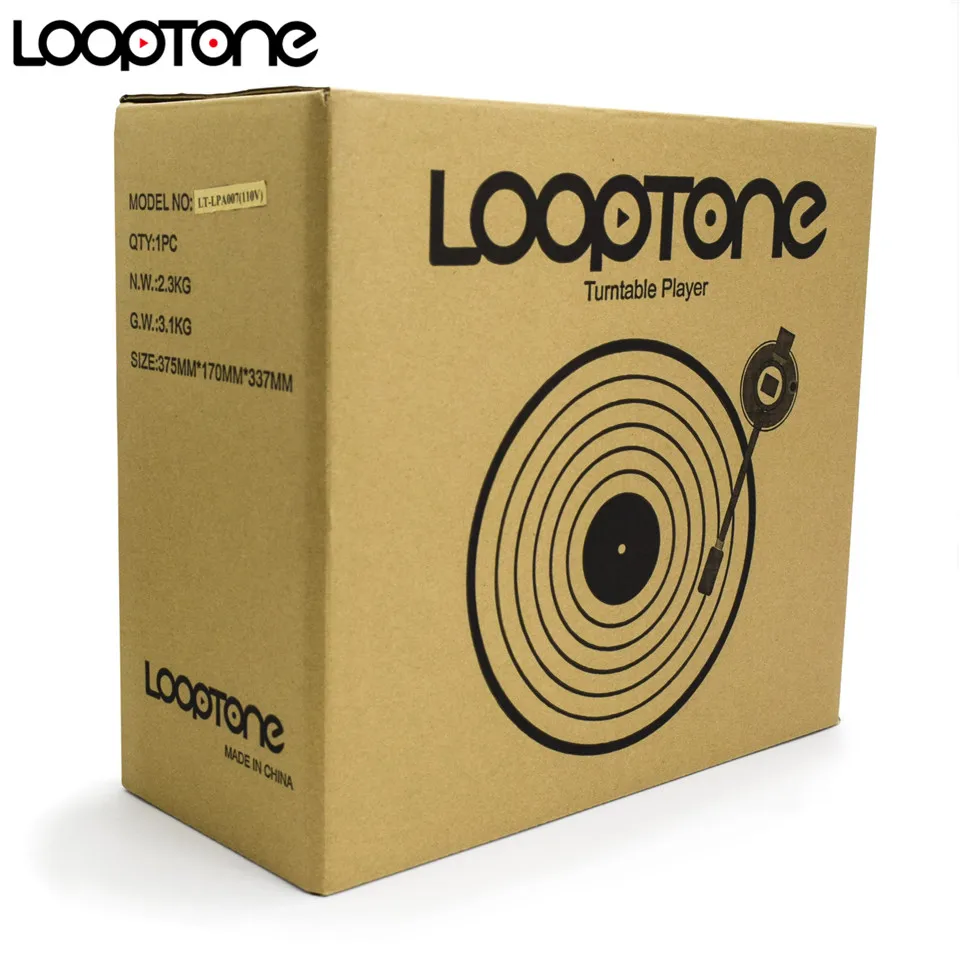 LoopTone Ностальгический ременной передачи Проигрыватели винила LP проигрыватель W/2 встроенные динамики 33/45/78 оборотов в минуту, PC Link AC110~ 130V& 220~ 240V