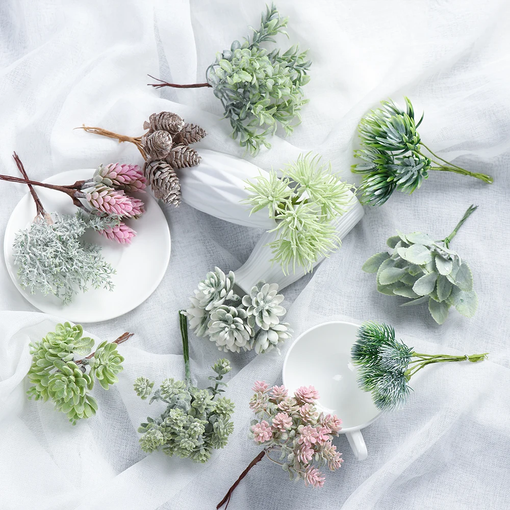 

6pcs/Bundle Artificial Plants Fake Grass Artificial Flowers for Home Garland DIY Scrapbooking Home Wedding Christmas Decoration
