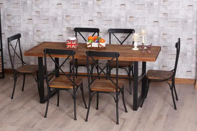 American Retro Dinette Combination Of Wood Wrought Iron Dining American Retro Dinette Combination Of Wood Wrought Iron Dining Table Folding Bar Desk Doing